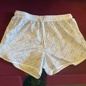 Fila White Shorts with Blue and Red Pattern